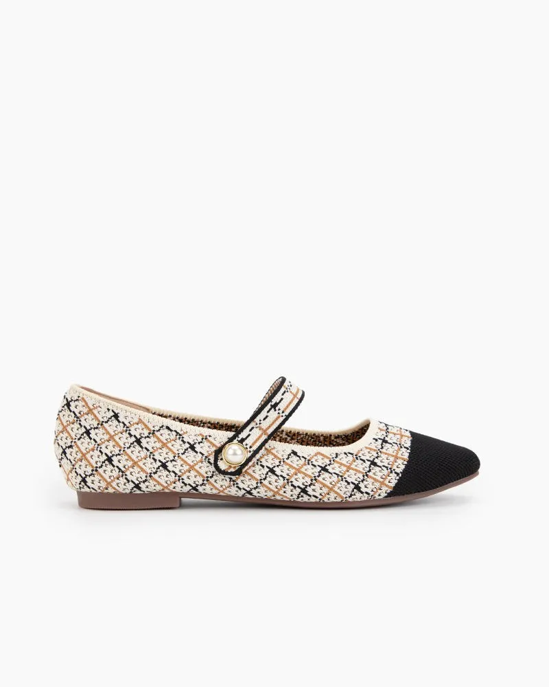 Loui Loafers Square Toe Mary Jane Multi-color Flats (Pearl)