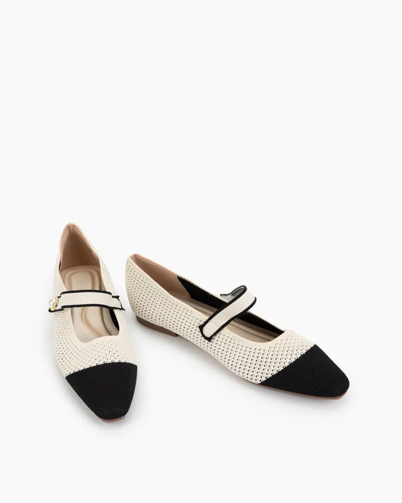 Square Toe Mary Jane Multi-color Flats (Pearl) Plaform Loafers