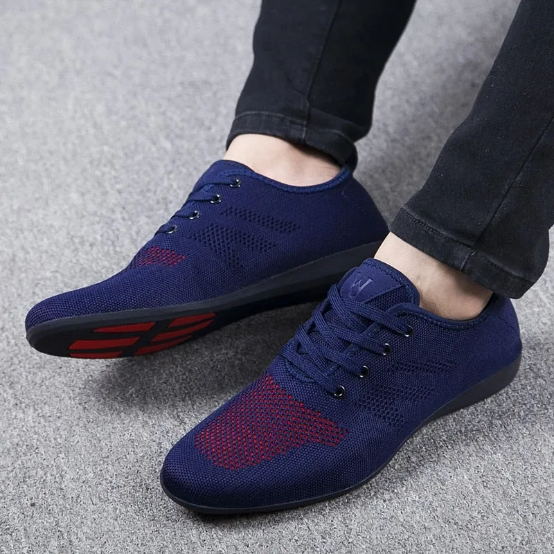 Flat Foot Shoe Men Shoes Breathable Men Casual Shoes Sneakers Low Lace-up Mesh Male Shoes Comfortable Flat Shoes For Men Zapatillas Hombre