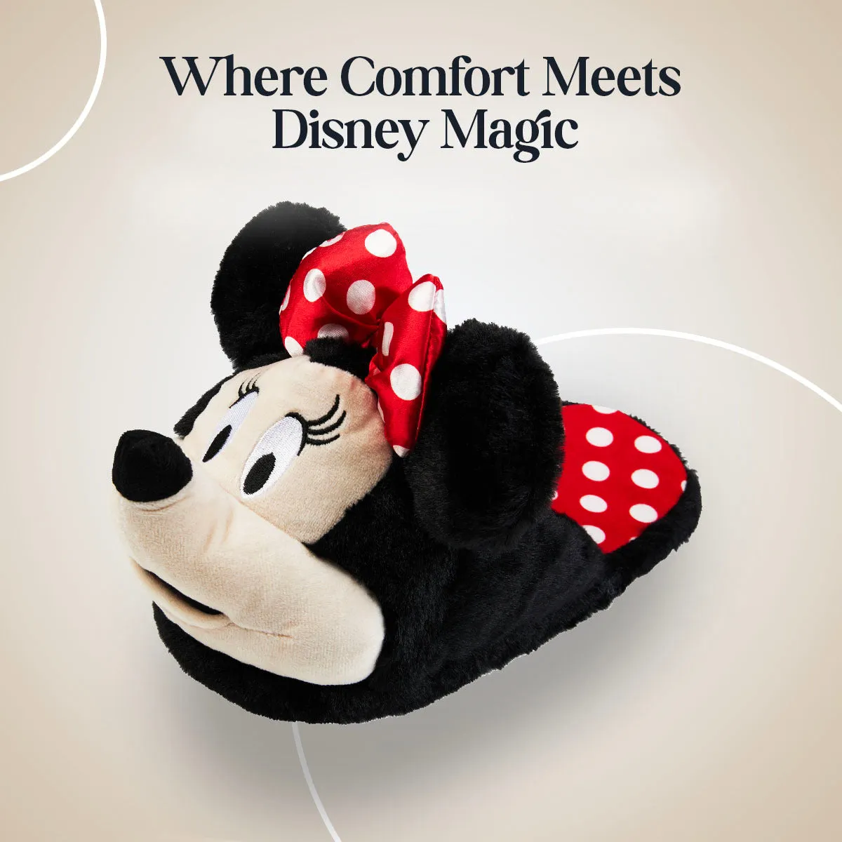 Disney Ladies Slippers,  Fluffy Indoor House Shoes - Minnie Mouse Zena Slippers