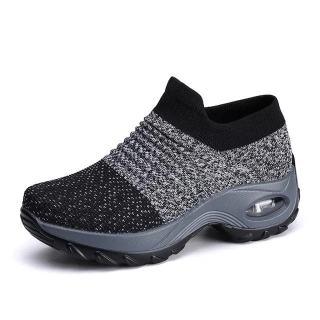 Women's Walking Shoes Sock Sneakers - Mesh Slip On Air Cushion Lady Girls Modern Jazz Dance Easy Shoes Platform Loafers Elegant Loafers