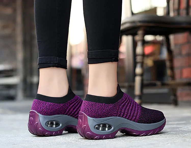 Women's Walking Shoes Sock Sneakers - Mesh Slip On Air Cushion Lady Girls Modern Jazz Dance Easy Shoes Platform Loafers Barefoot Penny Loafers