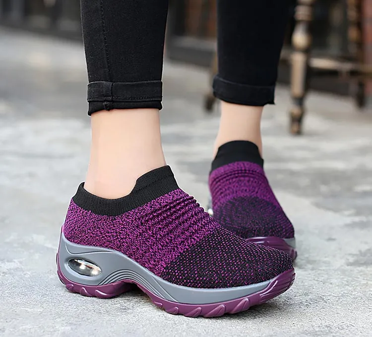 Women's Walking Shoes Sock Sneakers - Mesh Slip On Air Cushion Lady Girls Modern Jazz Dance Easy Shoes Platform Loafers Cohan Loafers