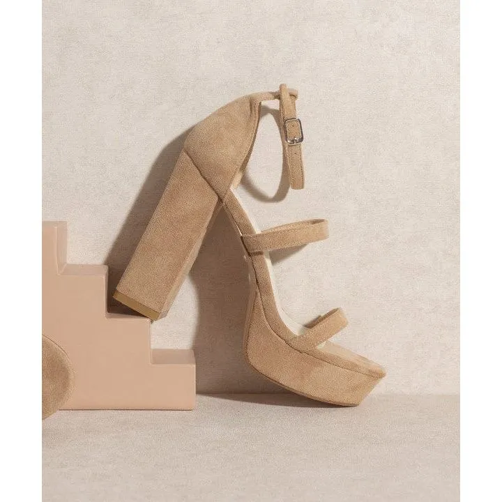 Coral Sandals Suede Platform Heels