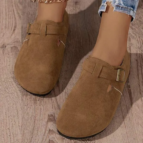 Comfortable Loafers For Walking Women's Square Toe Buckle Casual Low-Heeled Loafers 60149364C