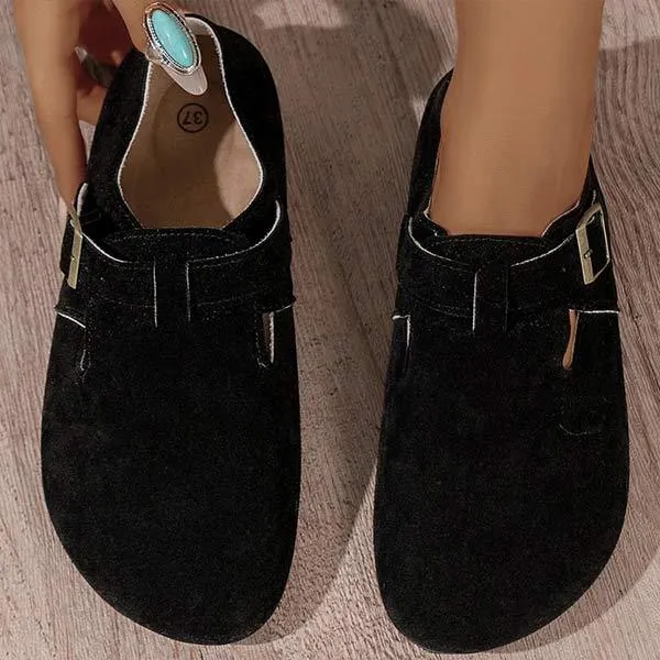 Loafers Slip On Women's Square Toe Buckle Casual Low-Heeled Loafers 60149364C