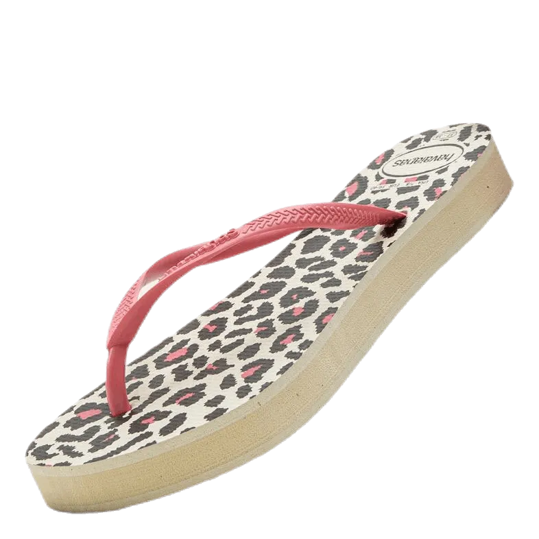 Horror Flip Flops Slim Flatform Animal Beige