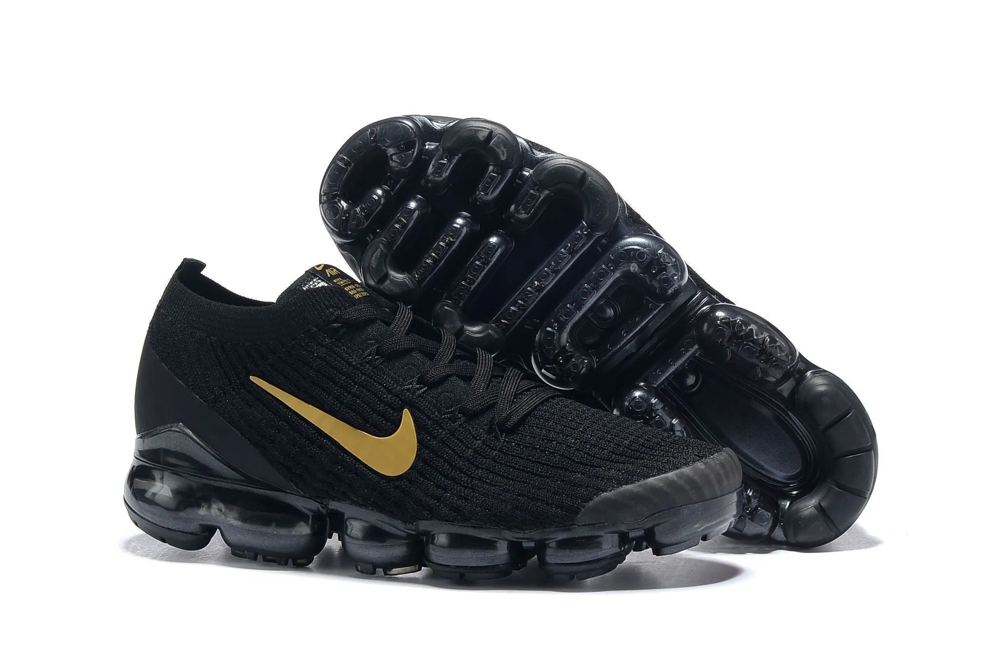 Nike Air Vapormax Flyknit 3 Black Gold White Shoes Sneakers Men !!! CYBER MONDAY SALE !!! Sneakers Store