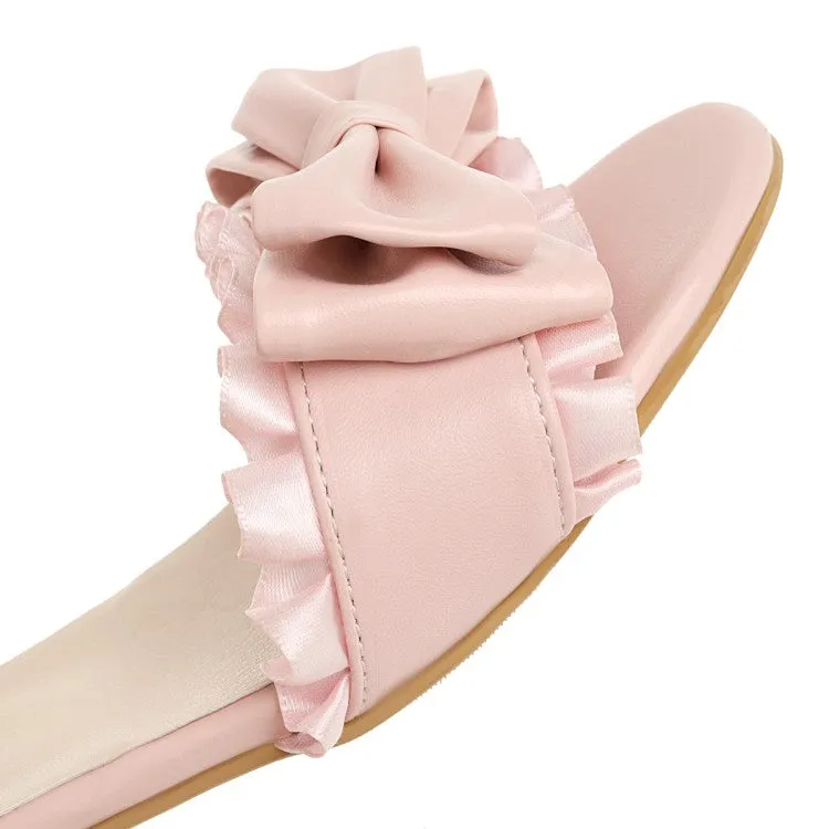 Metatarsal Sandals Women's Hollow Out Butterfly Knot Ruffles Block Heel Low Heels Sandals