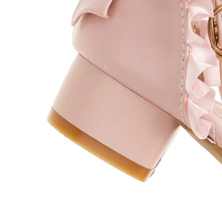 Women's Hollow Out Butterfly Knot Ruffles Block Heel Low Heels Sandals Sandals Beach Resort St Lucia