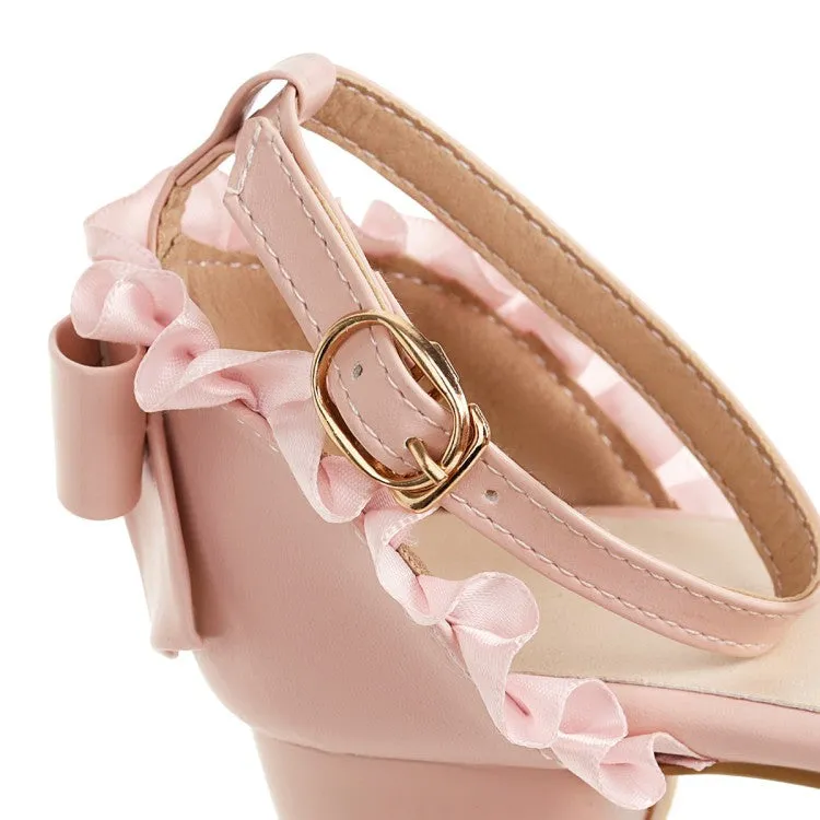 Women's Hollow Out Butterfly Knot Ruffles Block Heel Low Heels Sandals Sandals That Have Arch Support