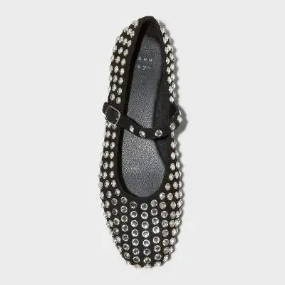 New - A New Day Women's Pull-On Instep Strap Casual Mary Jane Ballet Flats Slip On Checkerboard Shoe