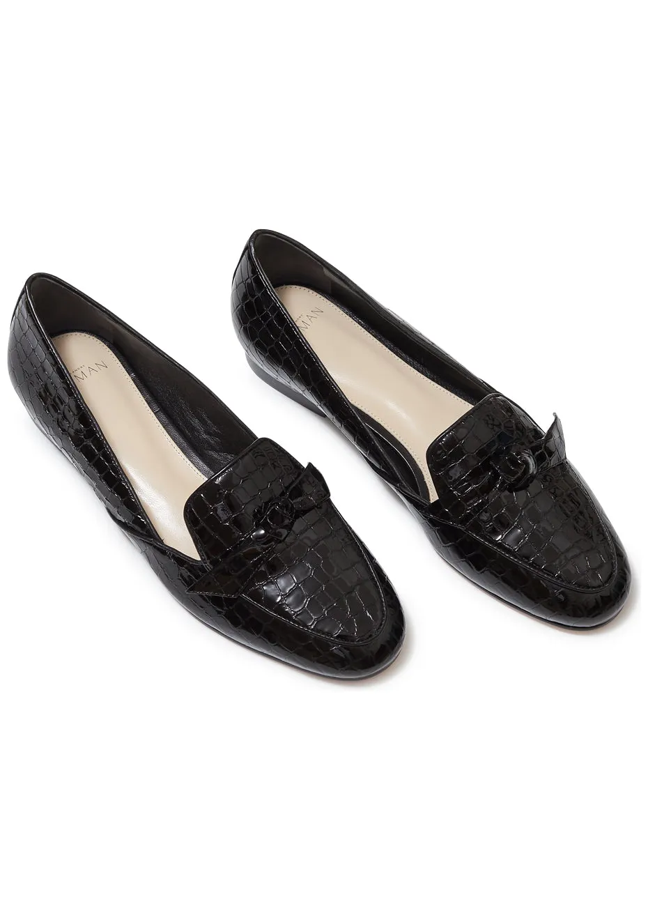Zagreb Heeled Loafers Clarita Belgian Loafer Crocco Black