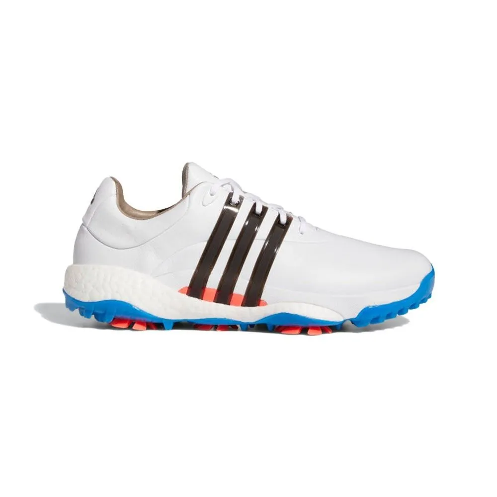 Adidas Warranty Shoes Adidas Men's Tour360 22 MD Spiked Golf Shoes - White/Black/Blue (CS)