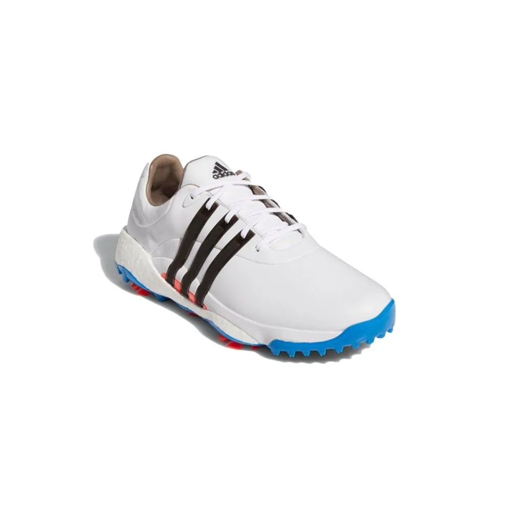 Wide Adidas Shoes Adidas Men's Tour360 22 MD Spiked Golf Shoes - White/Black/Blue (CS)