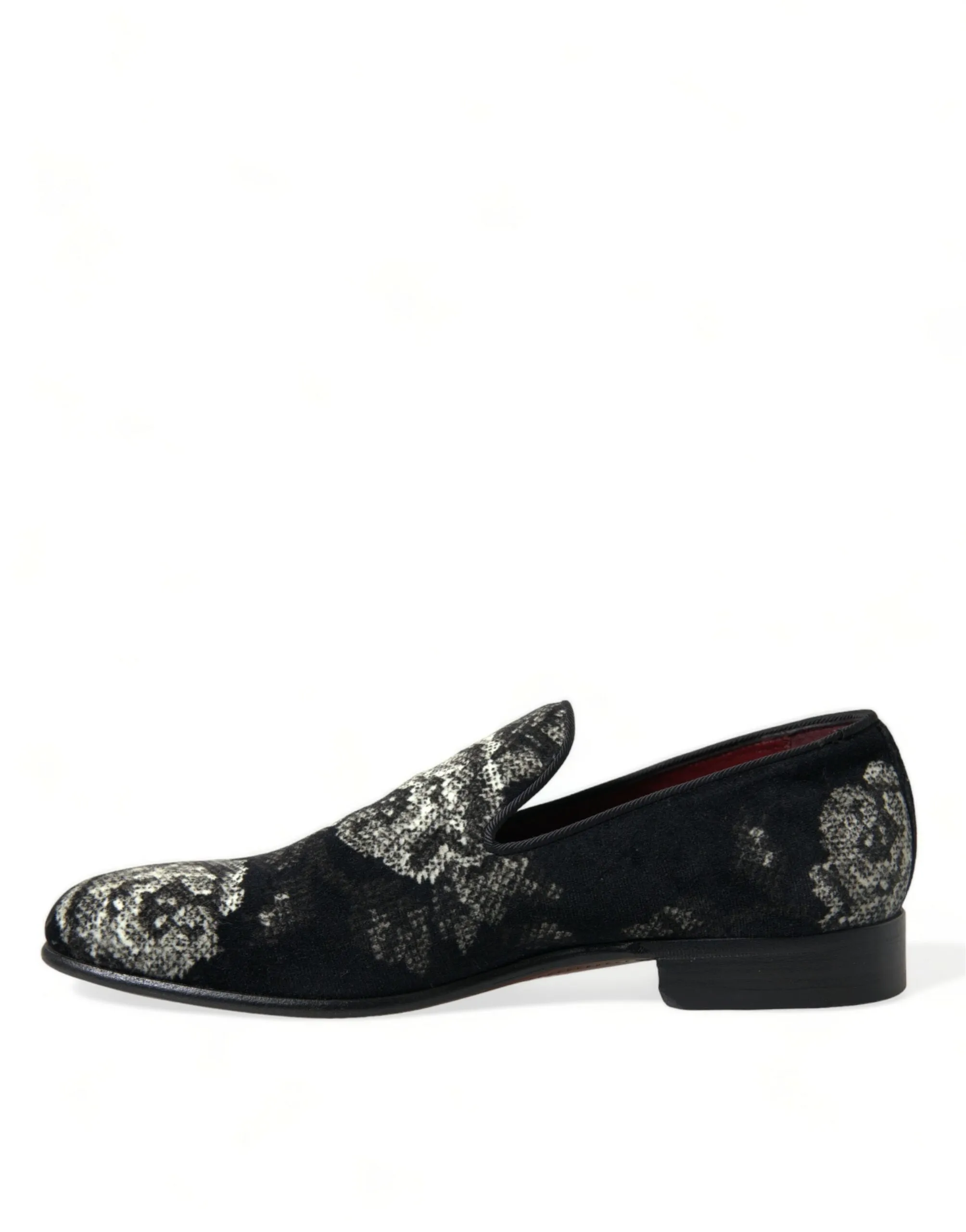 Dolce & Gabbana Black Floral Slippers Men Loafers Dress Shoes Indoor/outdoor Slippers