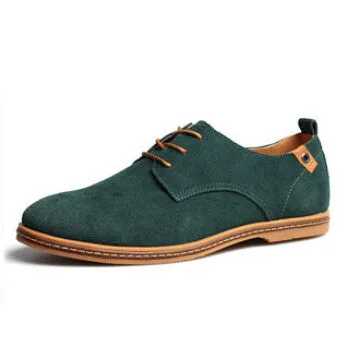 Plus Size Fashion Suede Genuine Leather Flat Men Casual Oxford Shoes Low Men Leather Shoes #K01 Best Basketball Shoes For Narrow Flat Feet
