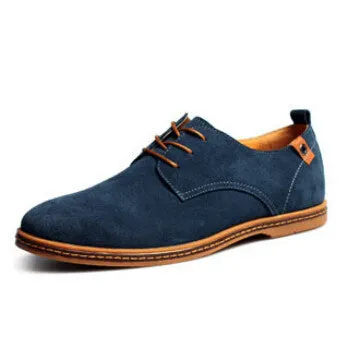 Plus Size Fashion Suede Genuine Leather Flat Men Casual Oxford Shoes Low Men Leather Shoes #K01 Unisex Flat Shoes
