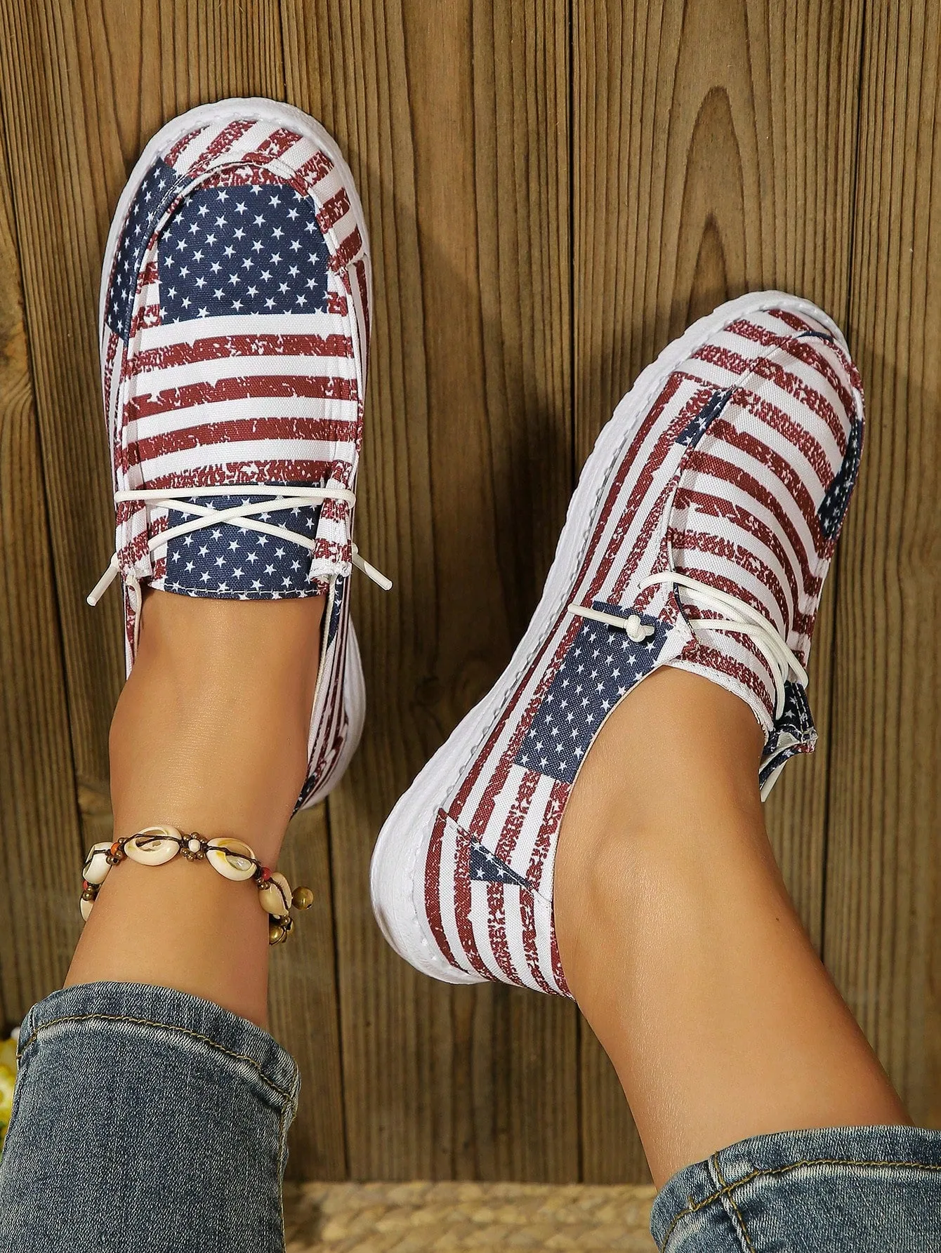 4th of July Vibes: Women's Colorful Canvas Sneakers for Lightweight & Breathable Walking Ladies Sneakers