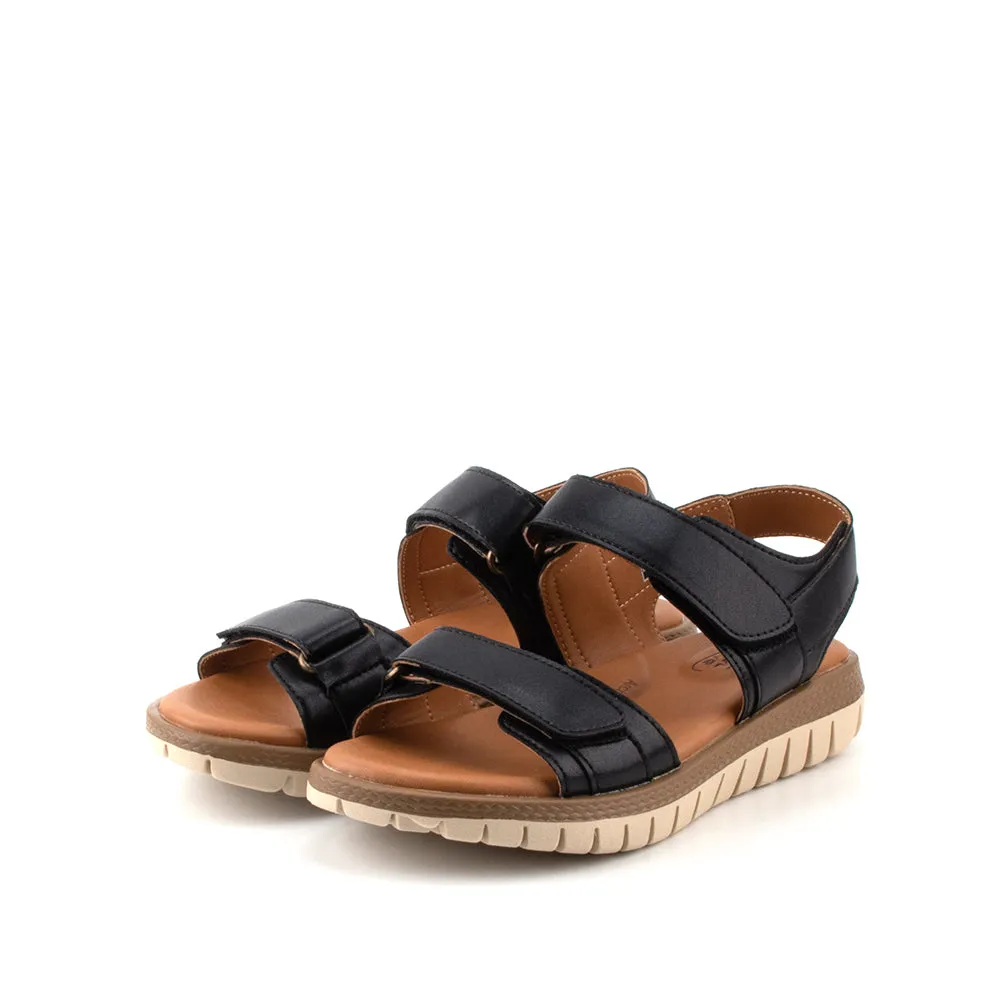 Naked Feet Sandals camel active Women Kalissa 3 Velcro-Strap Sandals with slip-on comfort Panel Design Ladies Kalissa 3 -792204-DZ01SV-1-BLACK