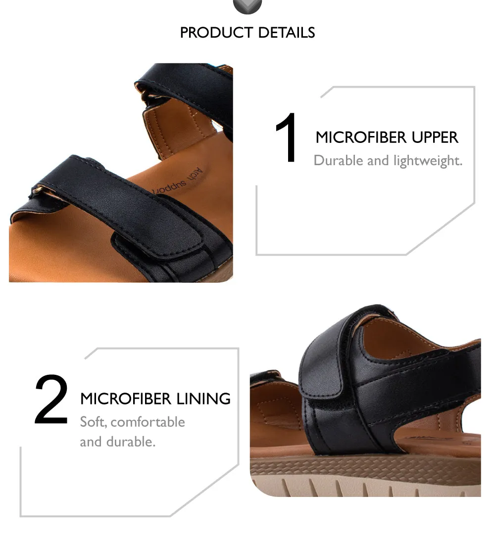 camel active Women Kalissa 3 Velcro-Strap Sandals with slip-on comfort Panel Design Ladies Kalissa 3 -792204-DZ01SV-1-BLACK Concept Sandals