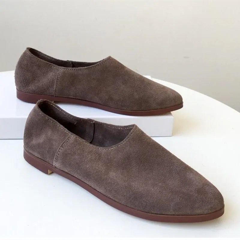 Ballet Flats Women Shoes Genuine Leather Large Size Suede Loafers Cleaning