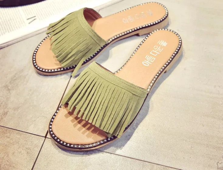 Tassel Sandals Women Slippers Fringe Sandal Flats Slides Women Shoes Boobie Slippers