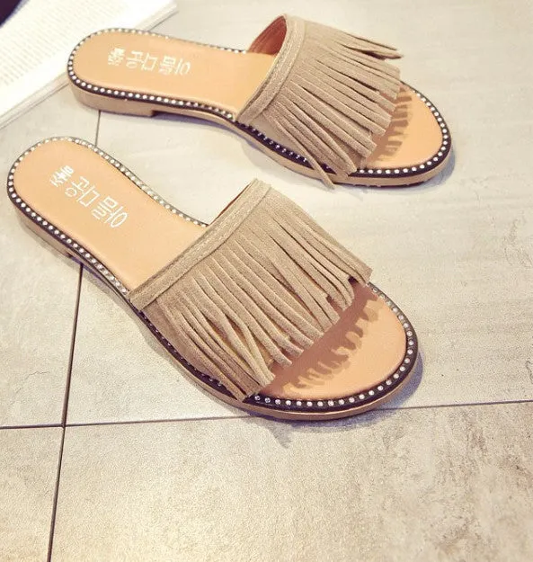 Hobbit Feet Slippers Tassel Sandals Women Slippers Fringe Sandal Flats Slides Women Shoes