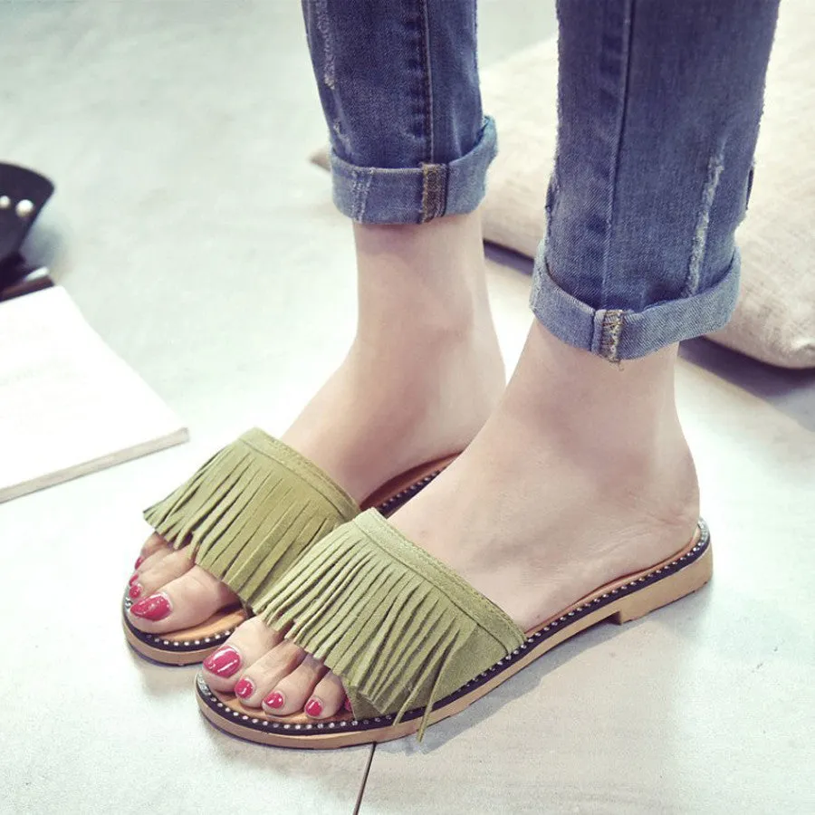 Tassel Sandals Women Slippers Fringe Sandal Flats Slides Women Shoes Flannel Slippers