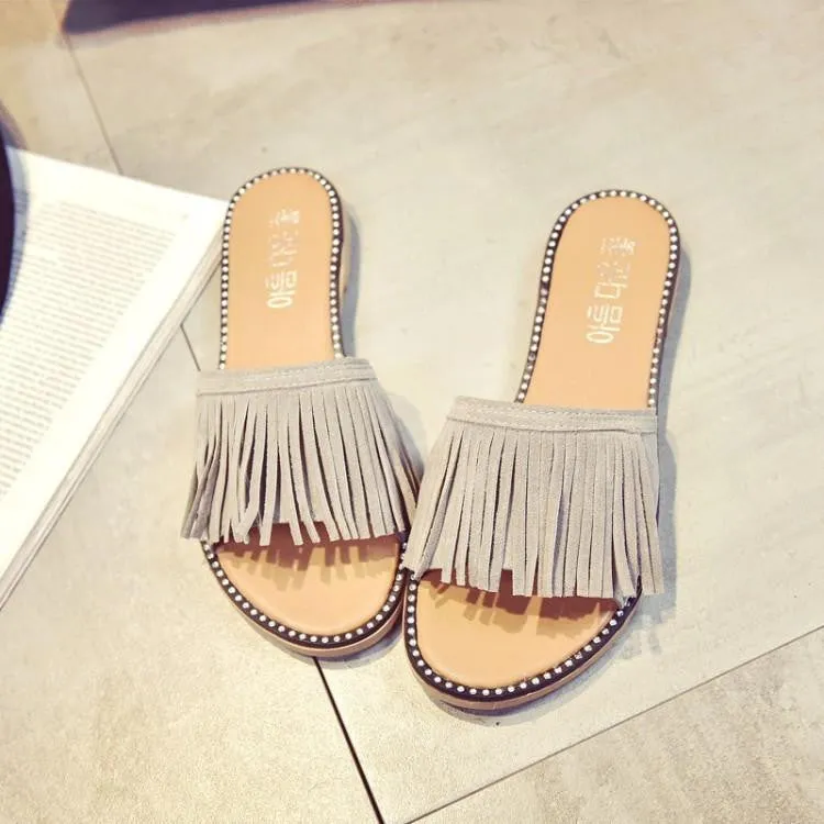 The Original Muk Luks Slippers Tassel Sandals Women Slippers Fringe Sandal Flats Slides Women Shoes