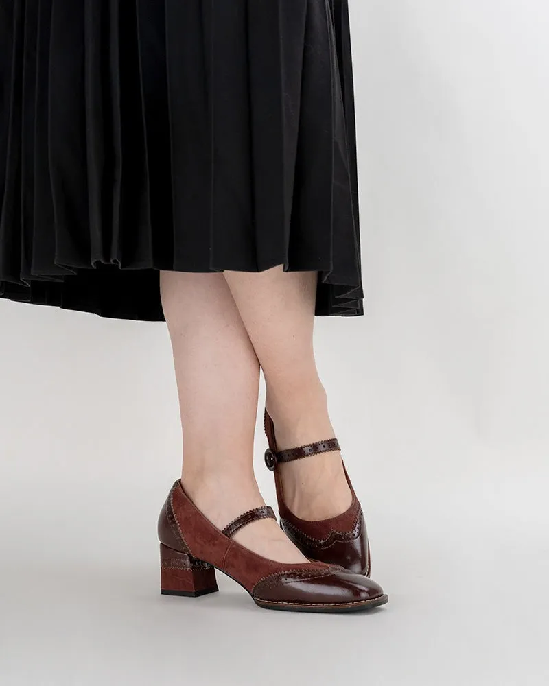 Leather Oxfords Mary Jane Platform Mid Heel Oxfords Dress Shoes