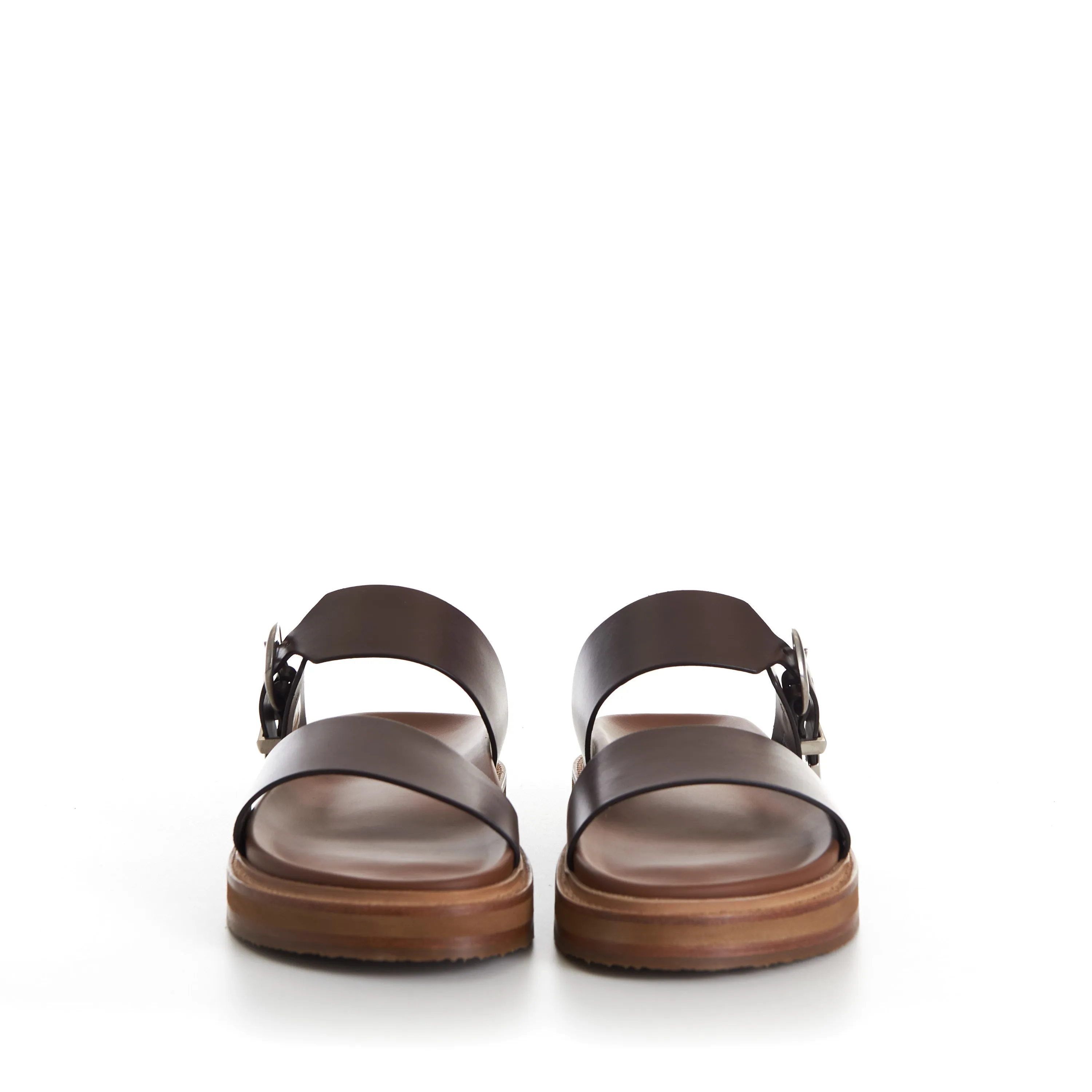 TIPPI Slide Sandals - Brown Leather, Western Buckle Royal Caribbean Sandals Jamaica