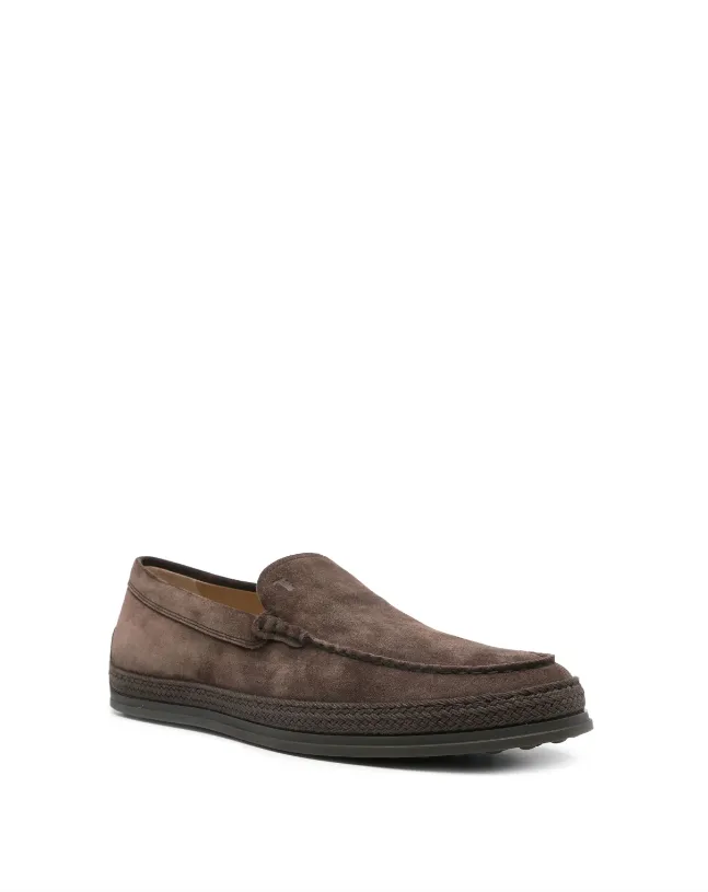 Work Outfits With Loafers Tod's brown slip-on shoes in suede