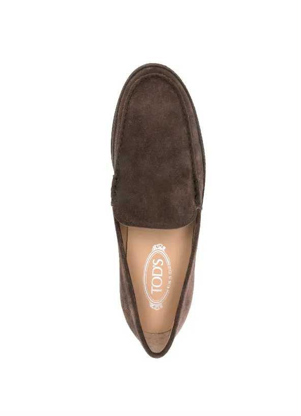 Tod's brown slip-on shoes in suede Leather Woven Loafers
