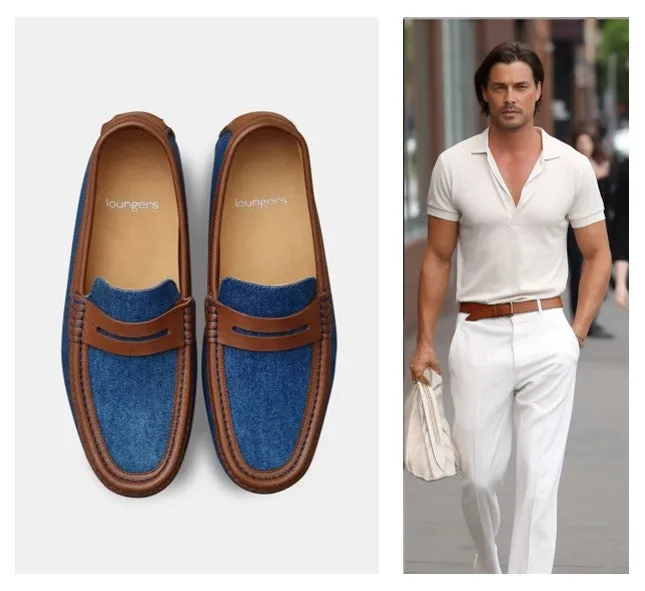 Transporter Men's Designer Driving Shoes Denim Slippers Deals