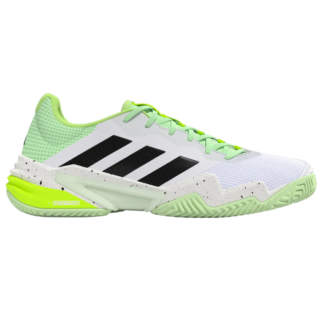 Adidas Barricade 13 Mens Tennis Shoes - White/Black/Green Best Adidas Shoes Running