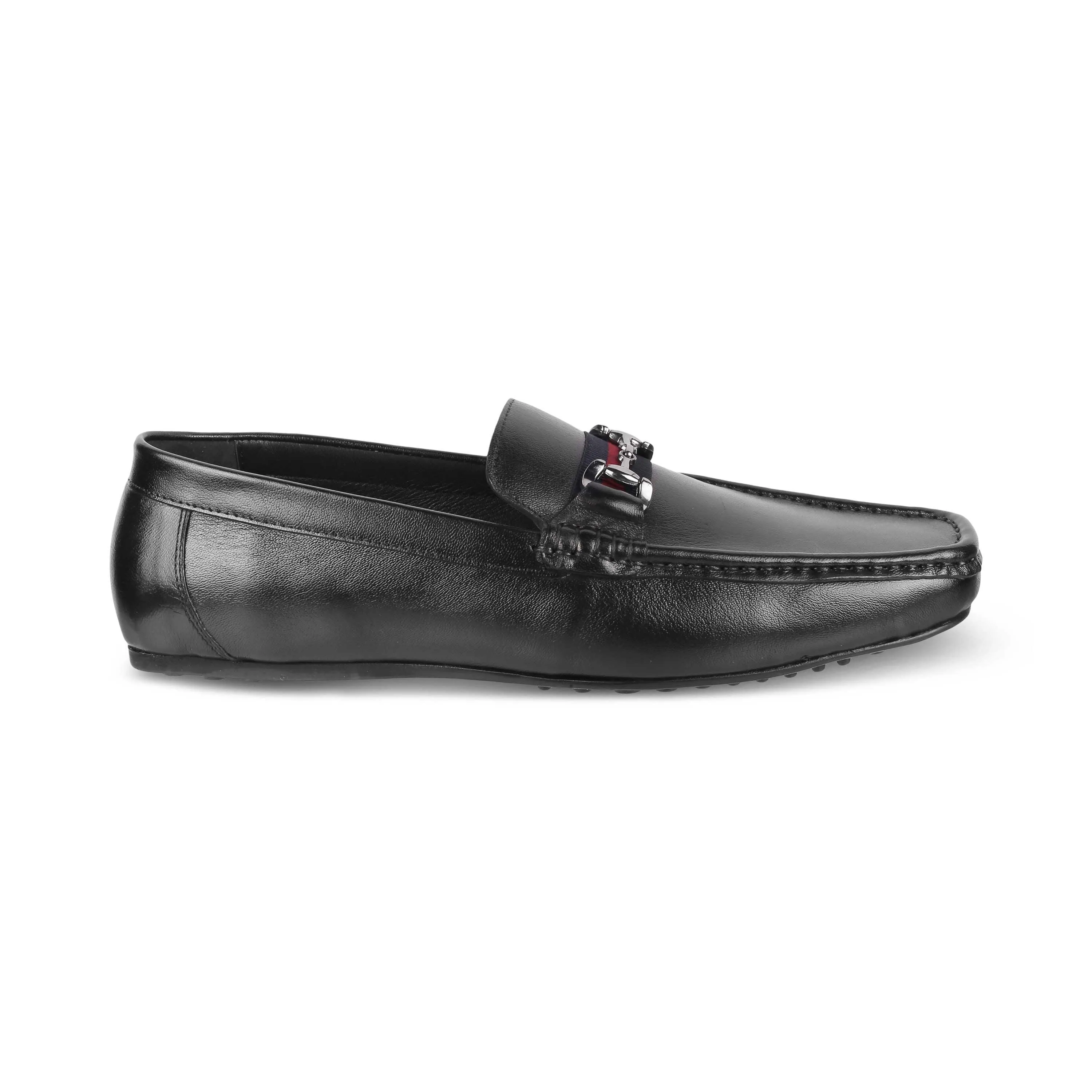Tresmode Bilbao Black Men's Leather Loafers Glitter Loafers