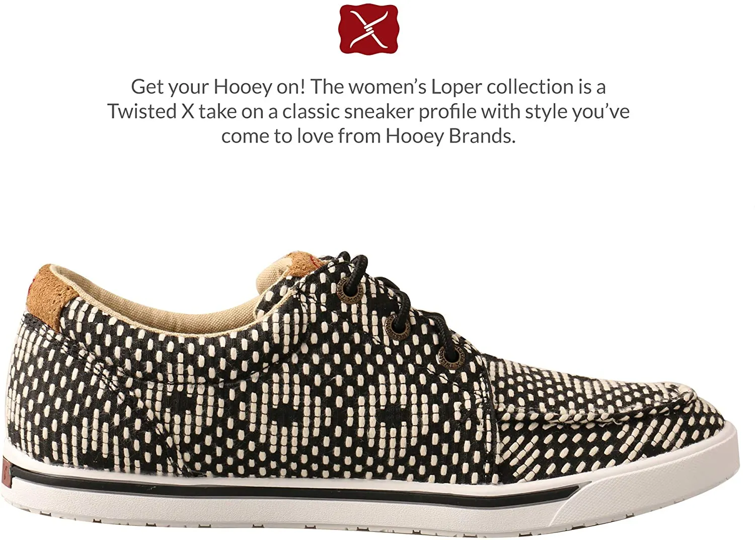 Wear Dress With Sneakers Twisted X Women's Hooey Loper, Black/White, 6.5(M)