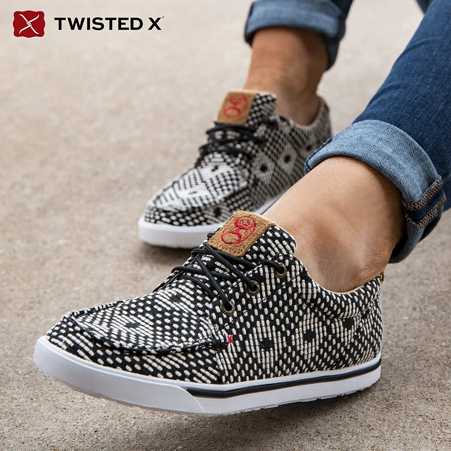 Weight Sneakers Twisted X Women's Hooey Loper, Black/White, 6.5(M)