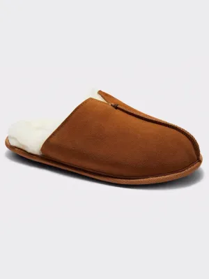 Slippers With A Hard Sole Men's Plain Shearling Slippers,Brown