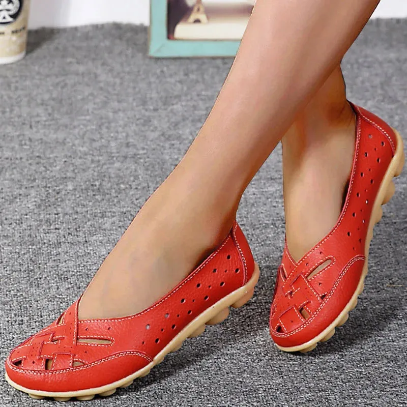 Loafers For Wedding Women Shoes For Summer Flats Soft Leather Shoes Flat Slip On Loafers Women Casual Shoes Breather Moccasins Nursing
