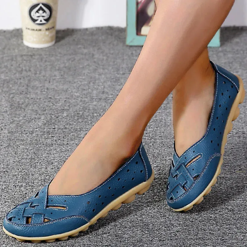 Kohls Loafers Women Shoes For Summer Flats Soft Leather Shoes Flat Slip On Loafers Women Casual Shoes Breather Moccasins Nursing