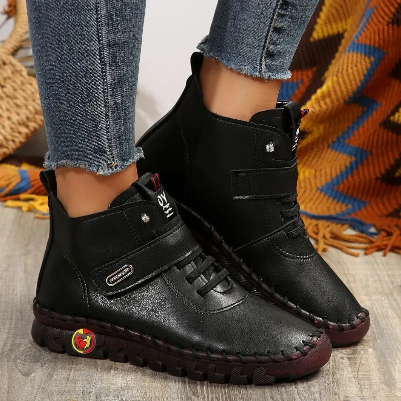 Handmade Penny Loafers Sneakers Women Shoes Platform Loafers Lace Up Leather Flat Slip On New Spring Casual Mom Shoes Hand Stitched Winter Bare Boots