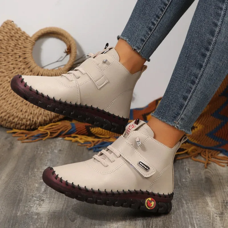 Loafers St Louis Sneakers Women Shoes Platform Loafers Lace Up Leather Flat Slip On New Spring Casual Mom Shoes Hand Stitched Winter Bare Boots