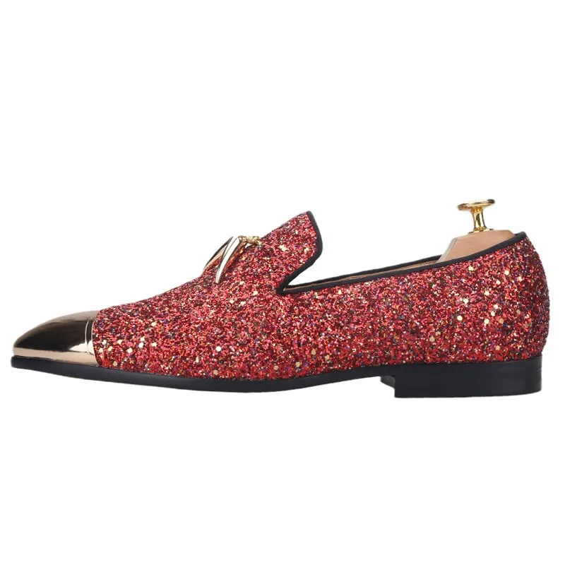 Suit With Loafers No Socks Handmade Suede Gold Metal Buckle Loafers