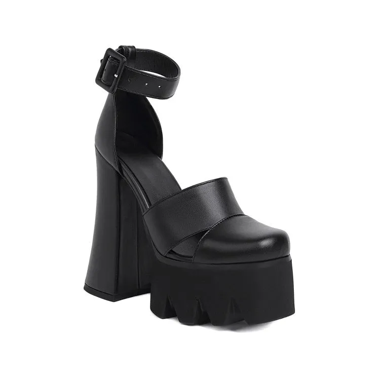 Women's Round Toe Hollow Out Thick Sole Block Heel Platform Sandals Sandals Aruba