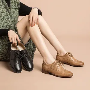 Women Wingtip Shoes Handmade Sheepskin Full Brogues Oxfords & Tie Low Heel Elegant Brown/Black (better suited for thin feet) Oxford Button Down Shirt