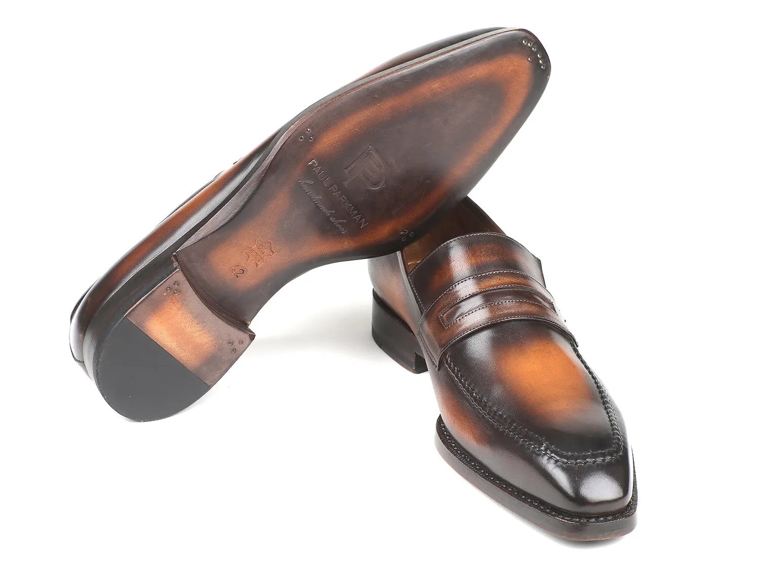 Chunky Loafers Platform Paul Parkman Brown Burnished Goodyear Welted Loafers (ID#36LFBRW)