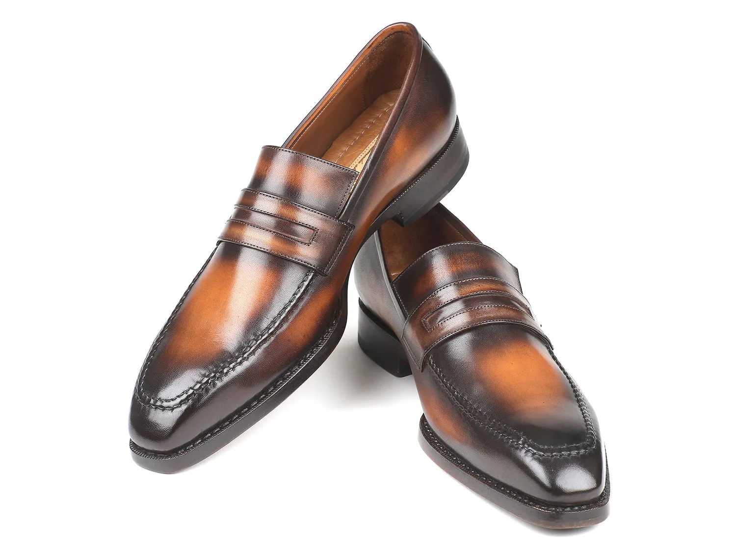 Paul Parkman Brown Burnished Goodyear Welted Loafers (ID#36LFBRW) Styling Chunky Loafers