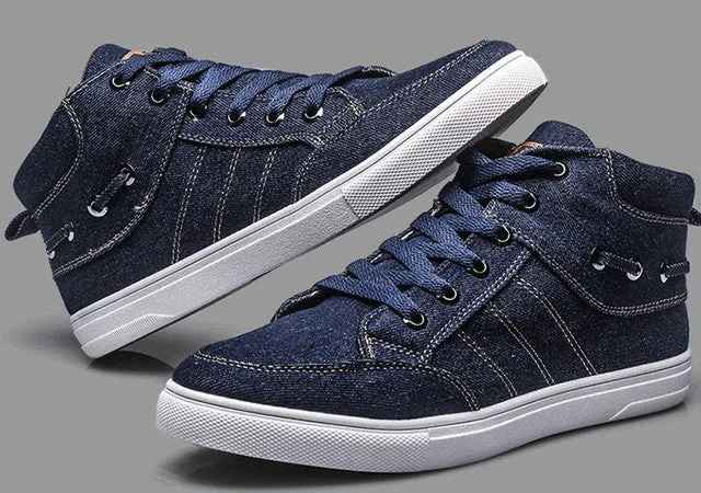 2017 Spring Autumn Men Casual Shoes Men High Top Canvas Shoes Comfortable Washing Denim Shoes Male Retro Lace-Up Canvas Boots Best Sports Shoes For Flat Feet